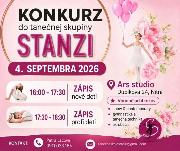 Zápis a konkurz do tanecnej skupiny Stanzi Nitra